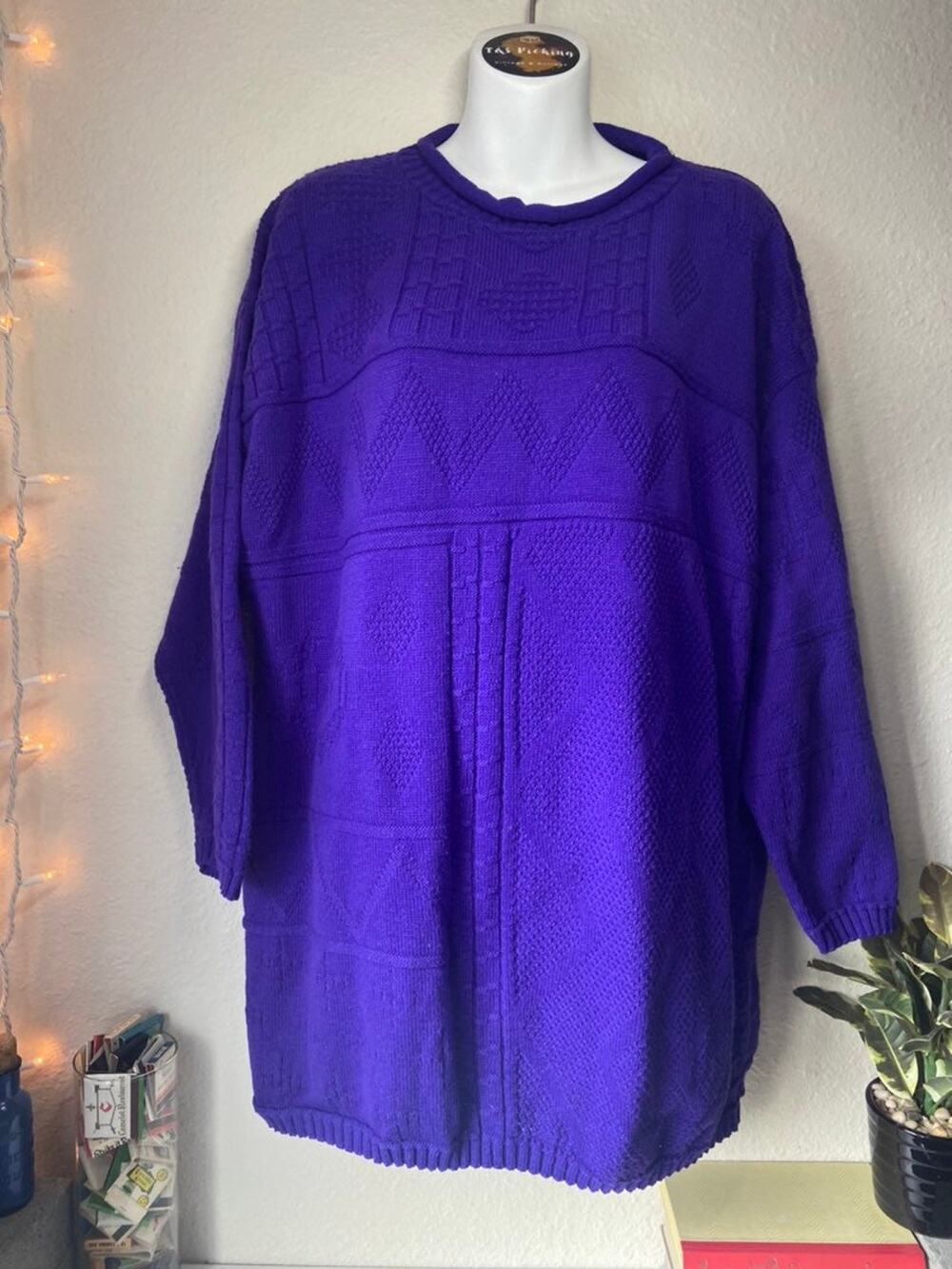 Purple Retro 1980’s Sweater Dress 1X